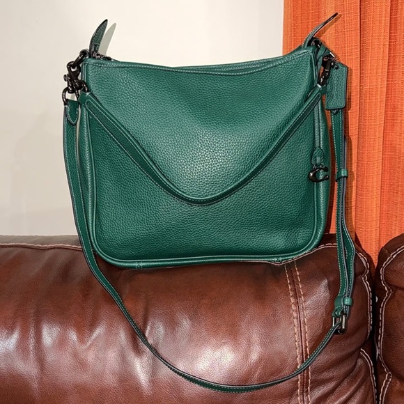 ‼️ Coach Cary Soft Pebble Green Leather Shoulder Bag - Picture 2 of 12